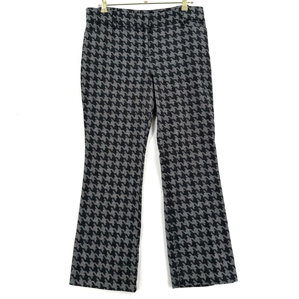 New York & Company 7th Avenue Houndstooth Pants 12 Straight Leg Stretch Preppy